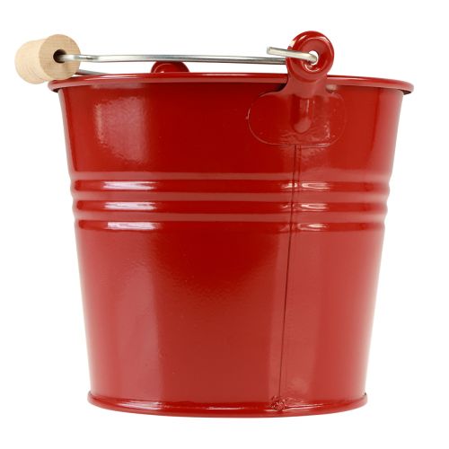 daiktų Dekoratyvinis kibiras metalinis vazonas raudonas Ø16cm H14.5cm 1.6L
