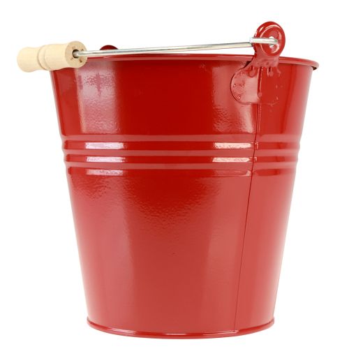 daiktų Dekoratyvinis kibiras metalinis vazonas raudonas Ø22cm H21.5cm 6L