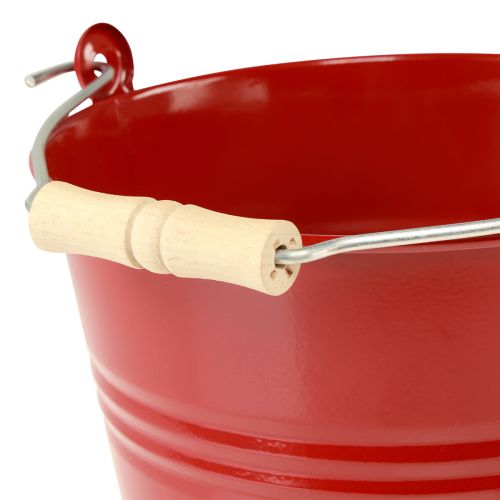daiktų Dekoratyvinis kibiras metalinis vazonas raudonas Ø22cm H21.5cm 6L