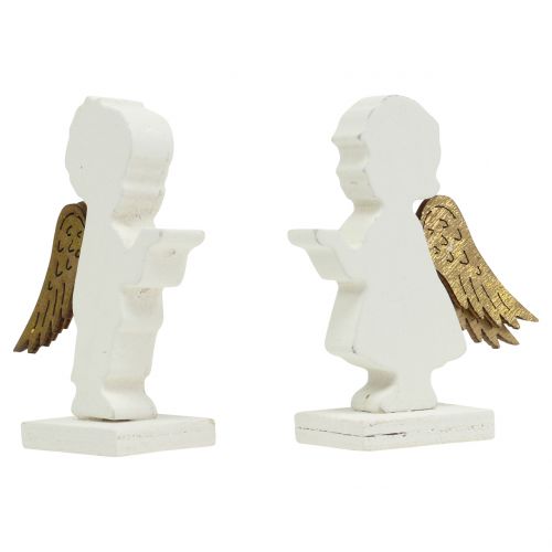 Floristik24 Dekoratyvinis angelas baltas su auksiniais sparnais 8,5cm 8vnt