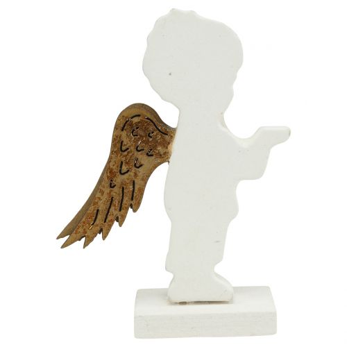 Floristik24 Dekoratyvinis angelas baltas su auksiniais sparnais 8,5cm 8vnt