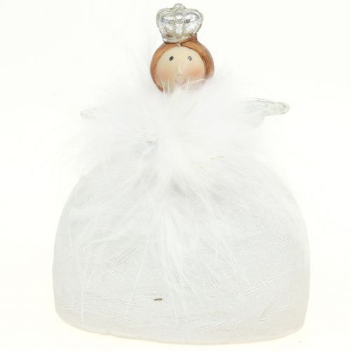 Floristik24 Dekoratyvinis angelas baltas, sidabrinis 15,5cm 2vnt