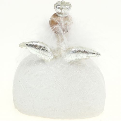Floristik24 Dekoratyvinis angelas baltas, sidabrinis 15,5cm 2vnt