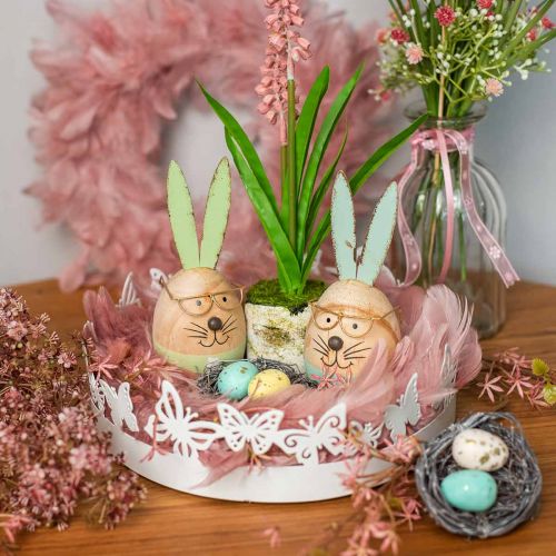 Floristik24 Deco plunksnų vainikas didelis senas rožinis Velykų papuošimas Ø24cm tikra plunksna