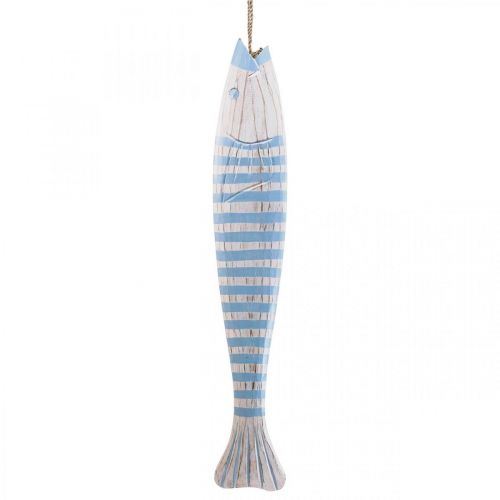 daiktų Dekoratyvinė žuvies medžio medinė žuvelė pakabinti šviesiai mėlyna H57,5cm