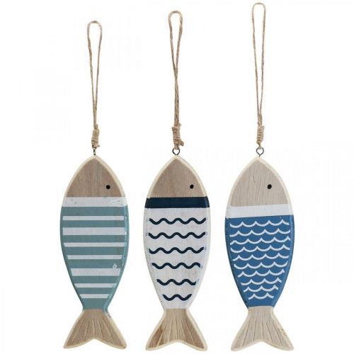 daiktų Deco žuvis, medinė žuvies puošmena, žuvies pakabukas 15cm 3vnt