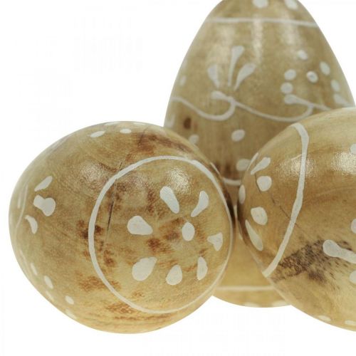Floristik24 Mediniai margučiai, dekoratyviniai margučiai, velykiniai margučiai iš mango medienos 8×5cm 6 vnt