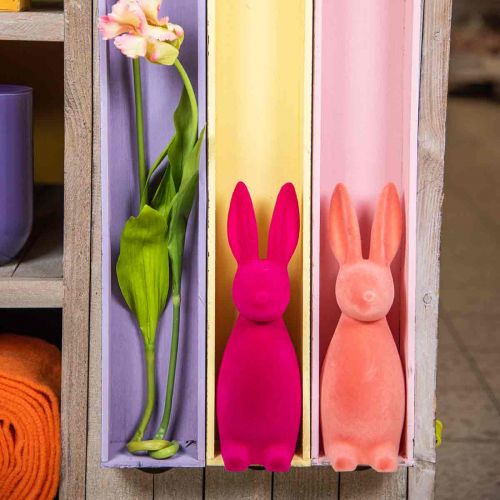 Floristik24 Dekoratyvinis zuikis Dekoratyvinis Velykų zuikis – 2 pasirinkimas – Flocked Pink H29,5cm 2 vnt.