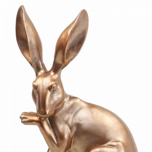 Floristik24 Deco zuikio auksinė sėdima velykinių zuikių pora H30,5cm 2vnt