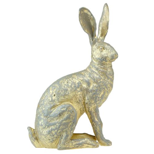 Floristik24 Dekoratyvinis zuikis Sitting Grey Gold Vintage Easter 20,5x11x37cm