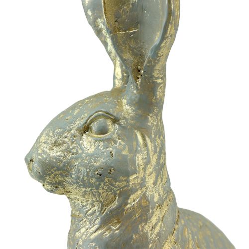Floristik24 Dekoratyvinis zuikis Sitting Grey Gold Vintage Easter 20,5x11x37cm