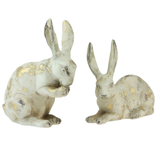 daiktų Dekoratyviniai triušiai, sėdintys stovint balto aukso H12,5x16,5cm 2 vnt