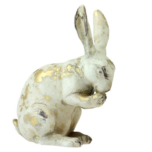 daiktų Dekoratyviniai triušiai, sėdintys stovint balto aukso H12,5x16,5cm 2 vnt