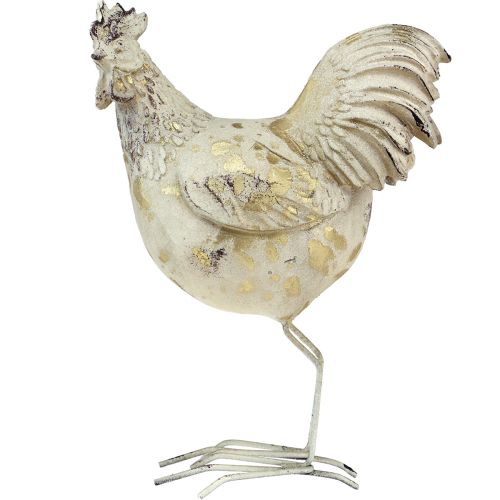 Floristik24 Dekoratyviniai viščiukai balto aukso gaidys višta vintage L13cm 2 vnt