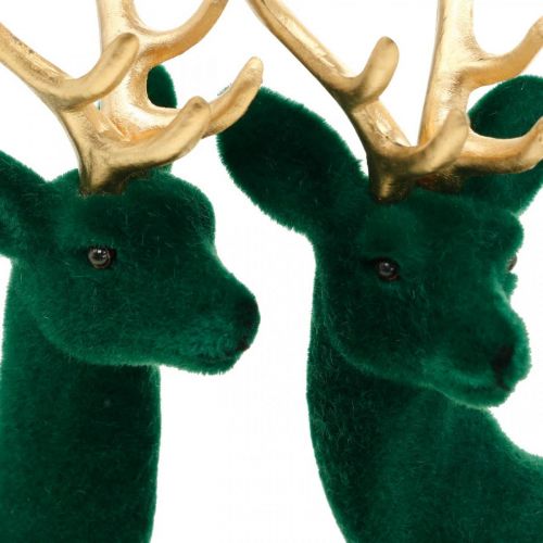 daiktų Deco elnio žalia ir auksinė kalėdinė puošmena elnio figūrėlės 20cm 2vnt