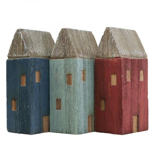 Floristik24 Deco mediniai namai Shabby Chic Maritime Deco H14cm 3vnt
