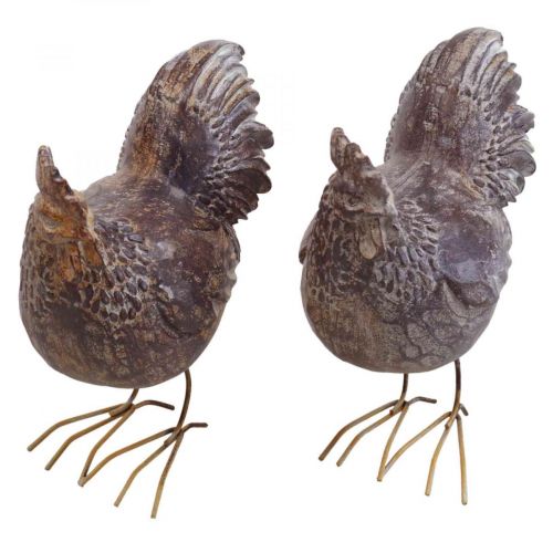 Floristik24 Deco vištienos dekoratyvinė figūrėlė sodo figūrėlė vištienos vintage H17cm 2vnt