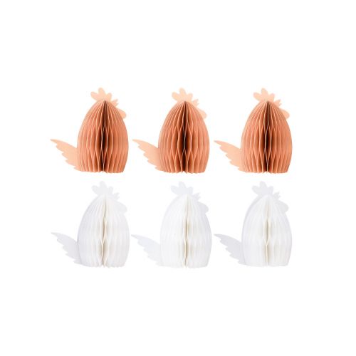 daiktų Dekoratyvinis vištienos korio popierius baltas oranžinis 5,5×3,5×6cm 6 vnt