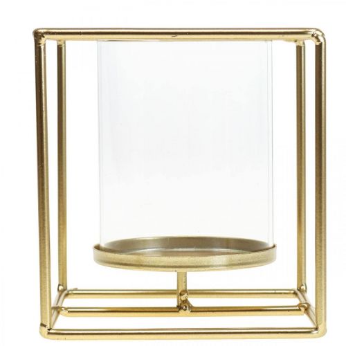 daiktų Dekoratyvinis žvakių laikiklis auksinis metalinis žibinto stiklas 12×12×13cm