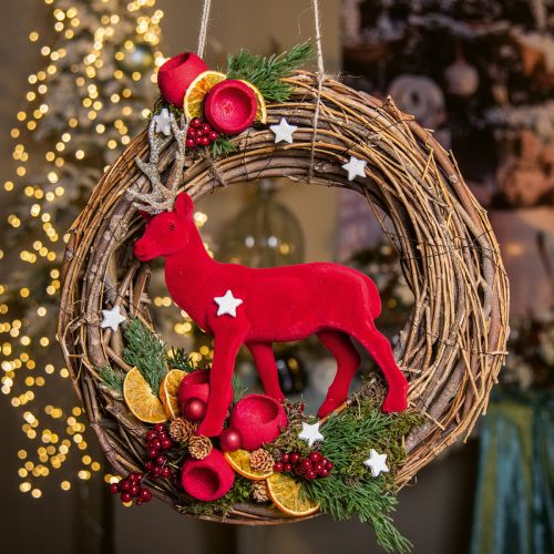 Floristik24 Deco Wreath Vine Ø25cm Ruda Natūralus vainikas iš šakelių stalo puošmena