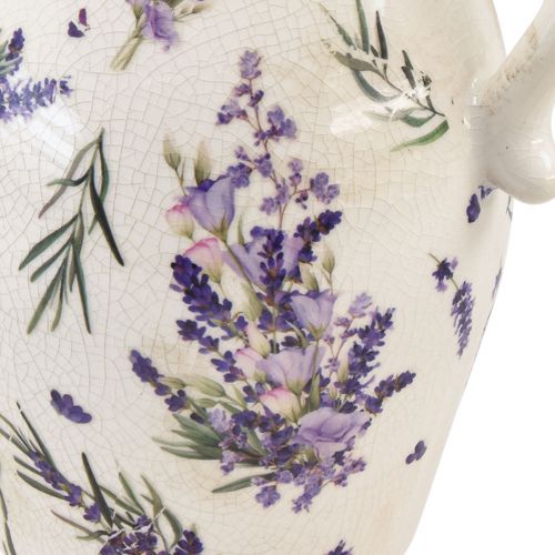 Floristik24 Dekoratyvinis ąsotis akmens masės levandų violetinės kreminės spalvos stalo puošmena H21cm