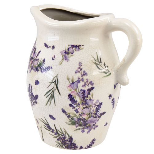 Floristik24 Dekoratyvinis ąsotis akmens masės levandų violetinės kreminės spalvos stalo puošmena H21cm