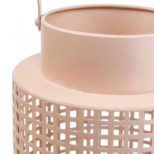 daiktų Dekoratyvinis žibintas rožinis metalinis žibintas su rankena Ø18cm H29cm