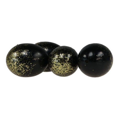 daiktų Dekoratyviniai velykiniai kiaušiniai tikras žąsies kiaušinis juodas su aukso blizgučiais H7,5–8,5 cm 10 vnt.