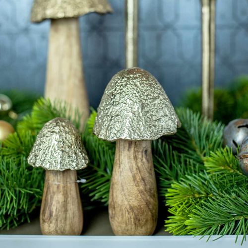 Floristik24 Dekoratyvinis grybo metalo medžio auksinis, natūralaus stalo puošmena rudens 18,5cm