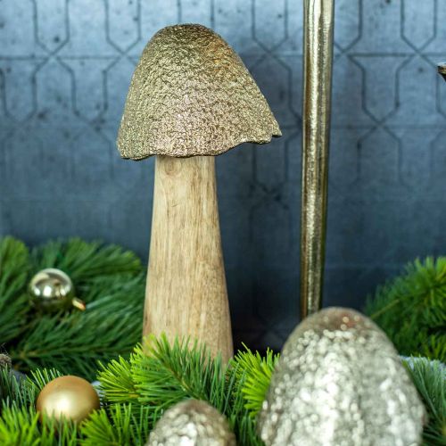 Floristik24 Dekoratyvinis grybas didelis metalinis medis auksinis, gamtos dekoratyvine figūra ruduo 32cm
