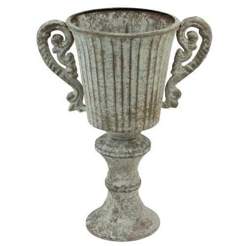 daiktų Dekoratyvinis puodelis Taurė Metalinė Antikvarinė Ruda Balta Ø12cm H26cm