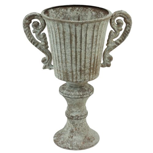 Floristik24 Dekoratyvinė taurė Taurė Metalinė Antikvarinė Ruda Balta Ø12cm H26cm