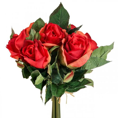 Deco rožių puokštė dirbtinės gėlės rožės raudonos H30cm 8vnt