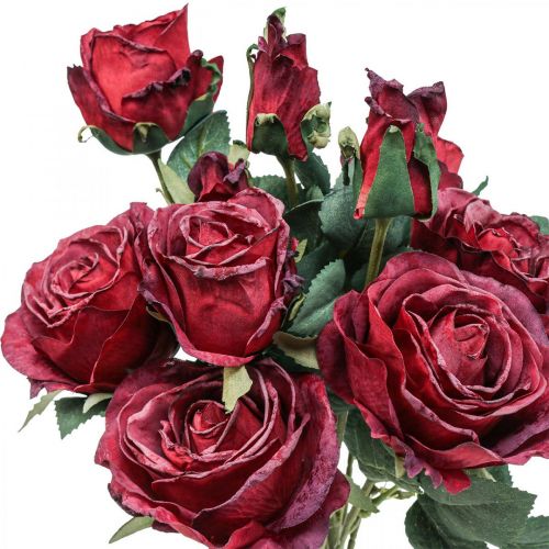 daiktų Deco rožės raudonos dirbtinės rožės šilkinės gėlės 50cm 3vnt