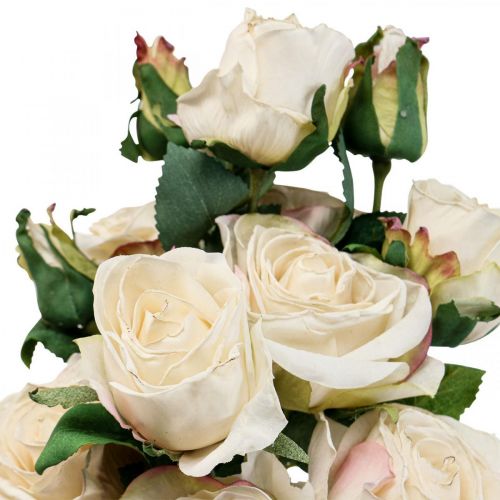 Floristik24 Deco Roses Cream Dirbtinės rožės Šilkinės gėlės 50cm 3vnt