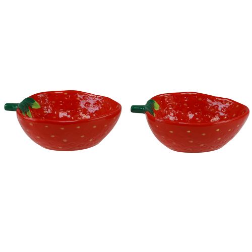 Floristik24 Dekoratyvinis dubuo braškinis keramikinis dubuo raudonas 12,5×15,5cm 2vnt