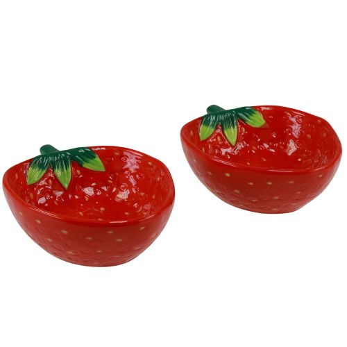 Floristik24 Dekoratyvinis dubuo braškinis keramikinis dubuo raudonas 12,5×15,5cm 2vnt