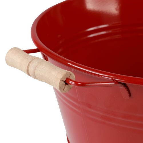 daiktų Dekoratyvinis dubuo su rankenomis metalinis gėlių dubuo raudonas Ø29cm H14,5cm