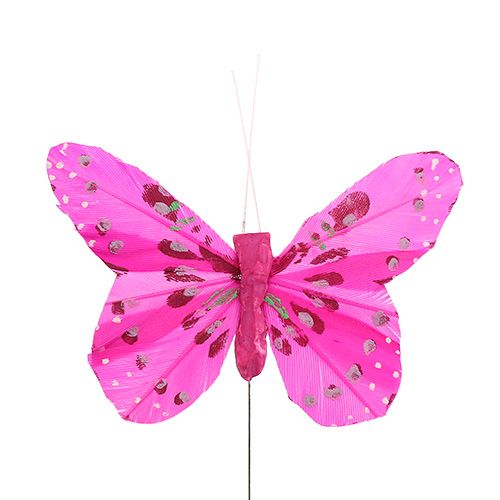 daiktų Deco butterfly rožinė-rožinė rūšis. 6cm 24vnt