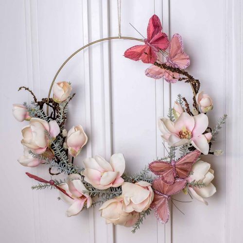 Floristik24 Deco drugelis ant vielos plunksnos drugelis rožinis 10×6cm 12vnt