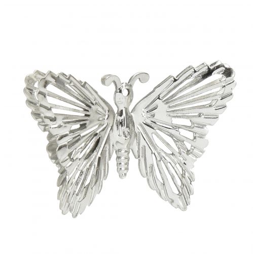 daiktų Dekoratyviniai drugeliai metaliniai pakabinami papuošimai sidabriniai 5cm 30vnt