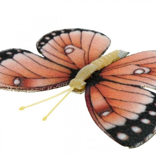 daiktų Deko drugeliai su segtuku B4,5–11,5cm 10vnt rudos oranžinės spalvos
