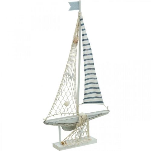 Floristik24 Deco Sailing Boat Wood White Blue Maritime Deco Ship 28×3×55cm