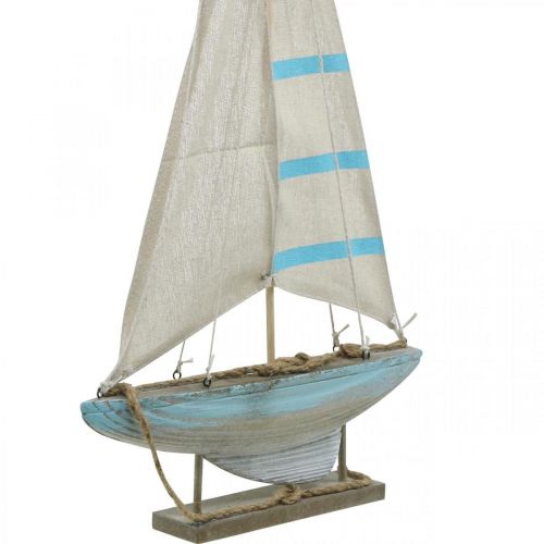 Floristik24 Deco burlaivio medžio mėlyna-balta jūrinė stalo puošmena H54,5cm