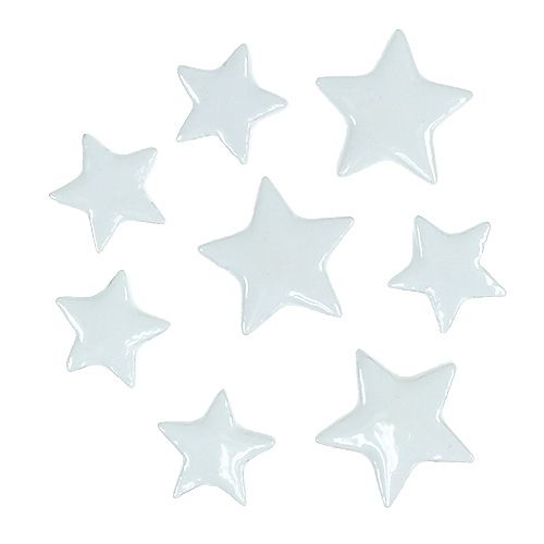 Floristik24 Dekoratyvinės žvaigždės baltos spalvos barstymui 4-5cm 72 vnt