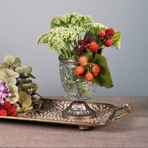 Floristik24 Dekoratyvinis padėklas su rankenomis senovinio aukso 53cm x 18cm