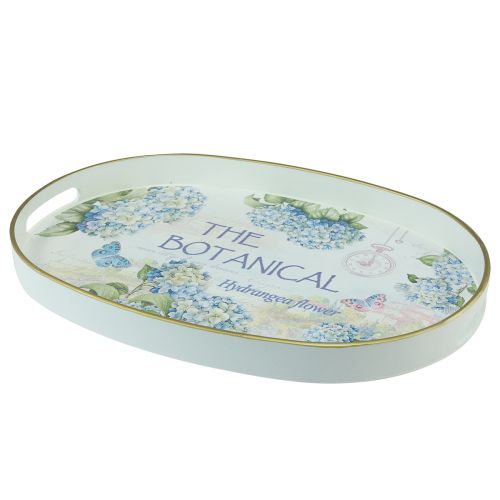 Dekoratyvinis padėklas hortenzijos plastikinis padėklas baltas 39×27,5cm