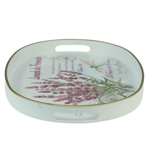 daiktų Dekoratyvinis padėklas levandų plastikinis padėklas baltas 39×27,5cm