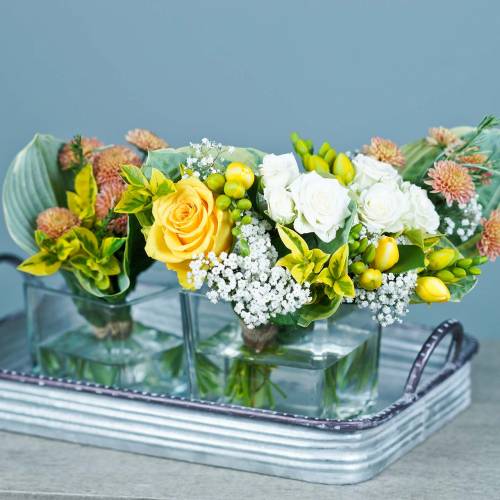 Floristik24 Dekoratyvinis padėklas su rankenomis metalinis sidabras 30cm/37cm/45cm rinkinys 3 vnt