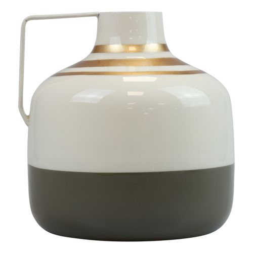 daiktų Dekoratyvinė vaza metalinė rankena kreminė/pilka/auksinė Ø16cm H17cm
